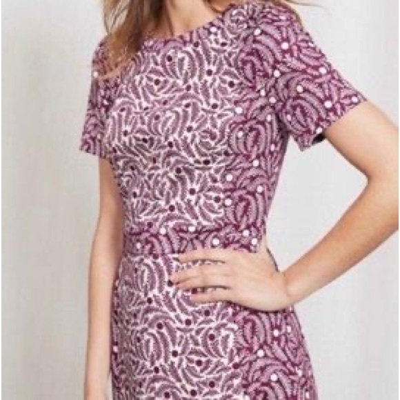 Boden Dresses & Skirts - Boden Twill Isla Shift Dress - Burgundy/White Floral Dress - Size 12 Long